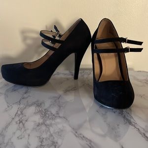 Just Fab Two Strap Black Stilettos
